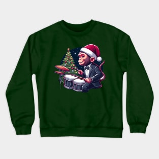 Drummer Monkey Christmas Crewneck Sweatshirt